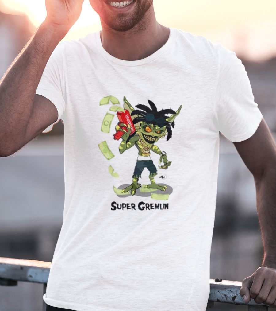 Sniper Gang Super Gremlin Cartoon With Cash And Red Gun T-Shirt