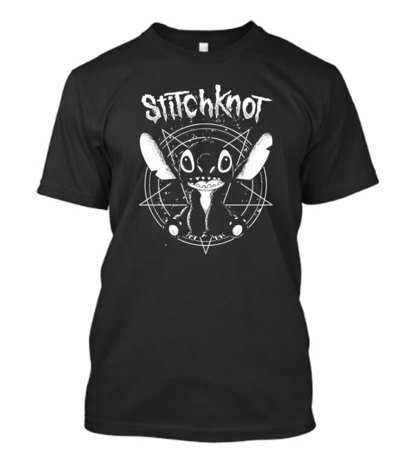 Stitch Stitchknot Grunge Style Alien Character With Geometric Background T-Shirt