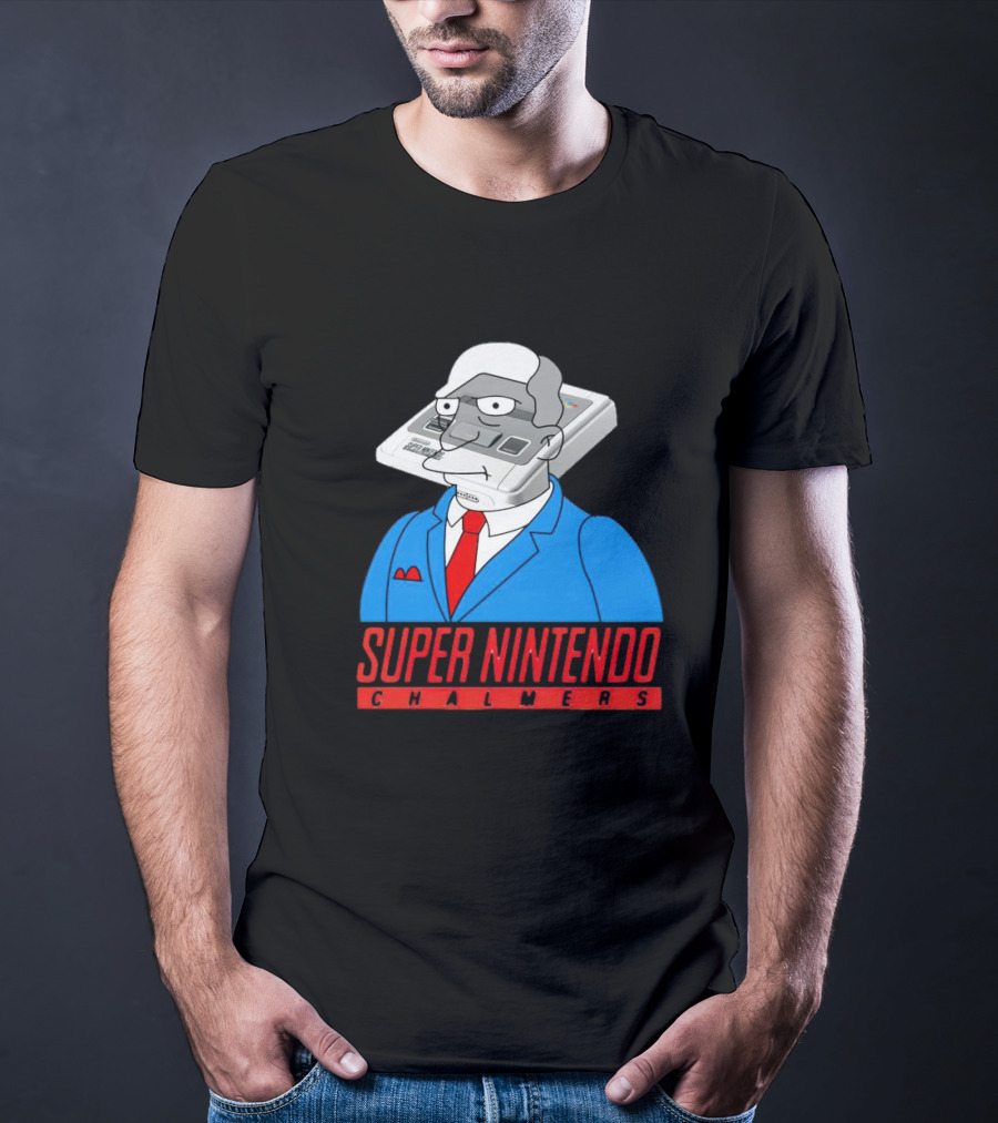 Super Nintendo Chalmers Simpsons Parody Suit Red Tie Console Head T-Shirt