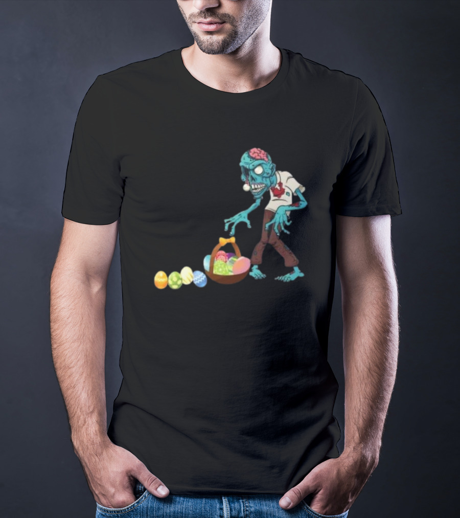 Zombie Collecting Happy Easter Eggs T-Shirt