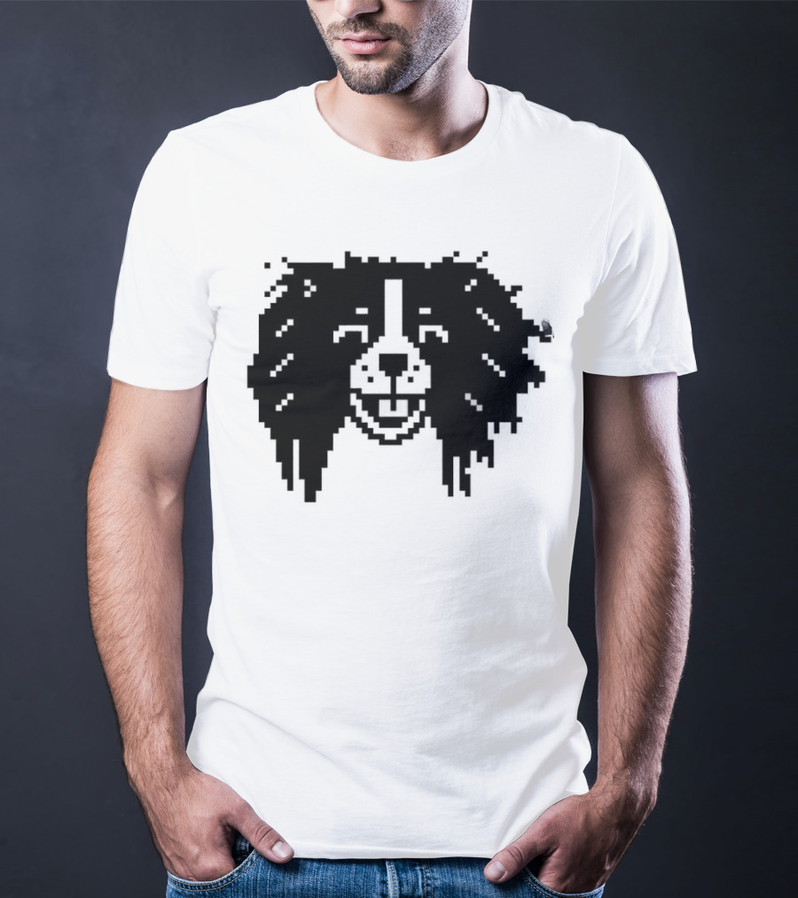 Charles Spaniel Louie 8 Bit Pixel Dog Face T-Shirt