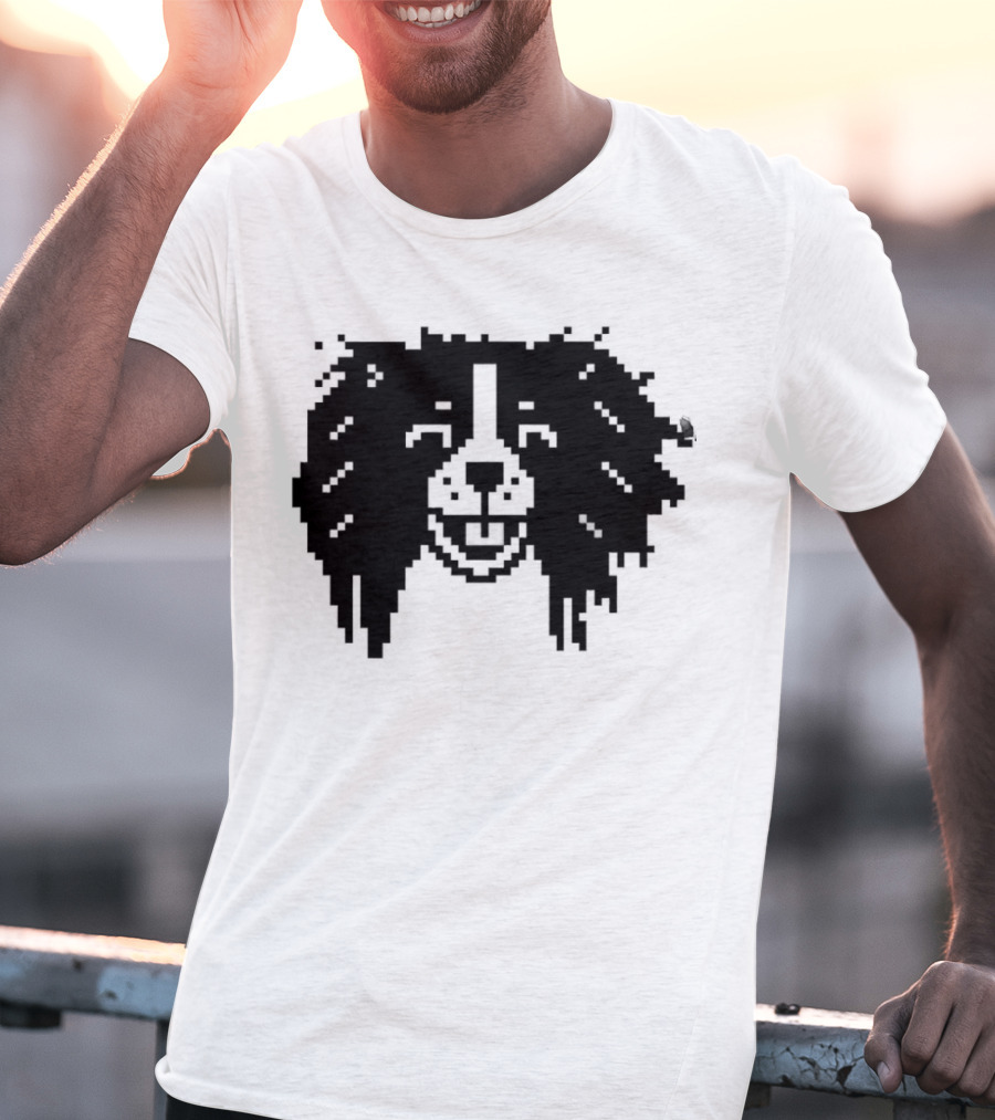 Charles Spaniel Louie 8 Bit Pixel Dog Face T-Shirt