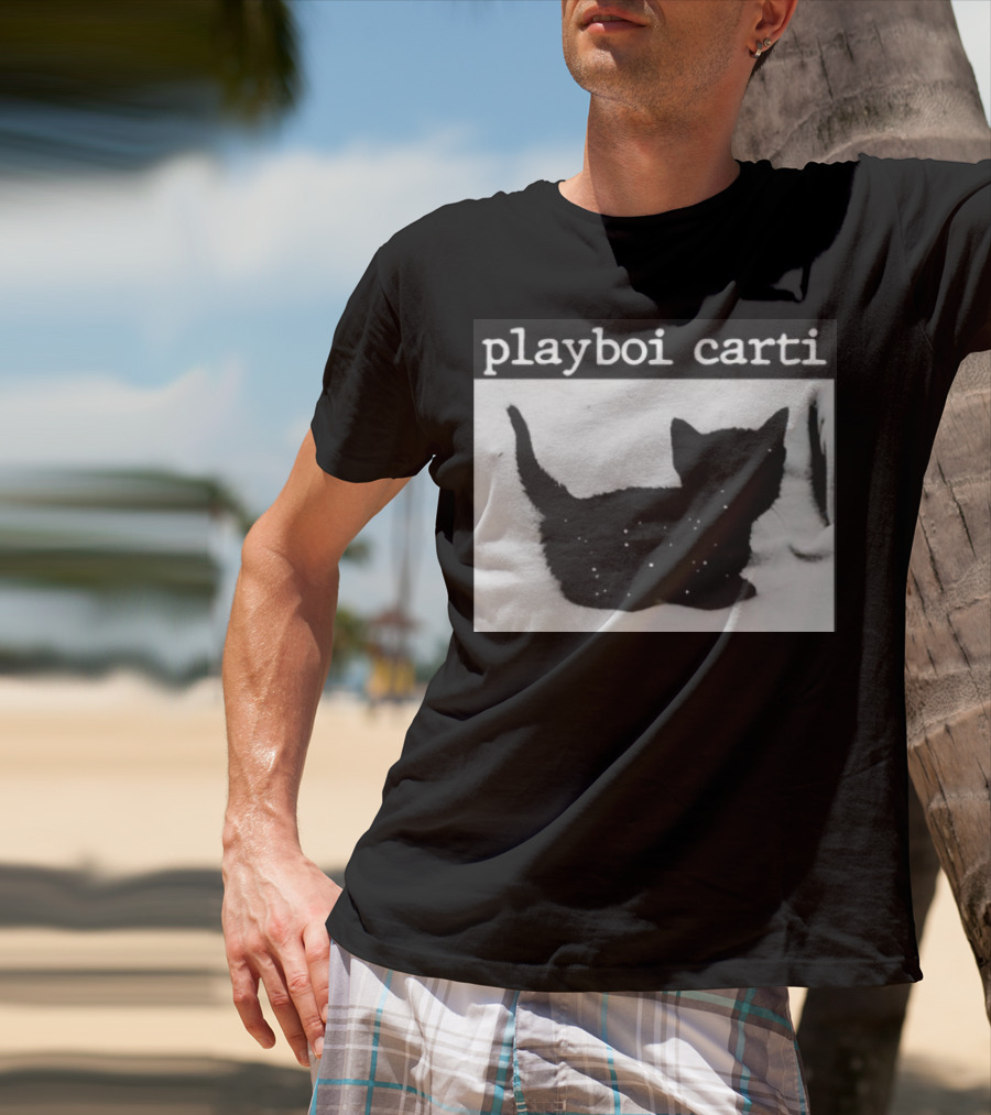 Playboi Carti Starry Black Cat Minimalist Aesthetic T-Shirt