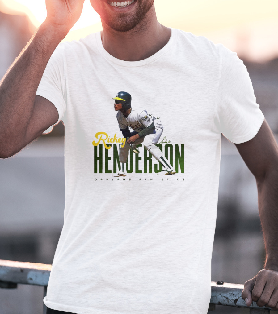 Rickey Henderson Oakland Athletics Vintage Signature T-Shirt