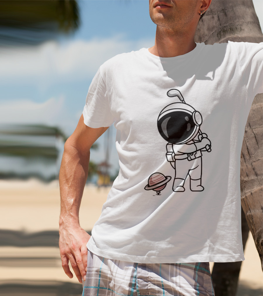 Hip Hop Astronaut Playing Golf With Saturn Chibi T-Shirt