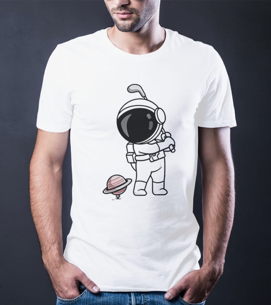 Hip Hop Astronaut Playing Golf With Saturn Chibi T-Shirt