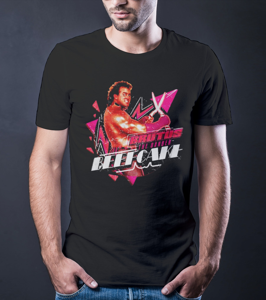 Brutus The Barber Beefcake Wrestling Icon Holding Scissors T-Shirt