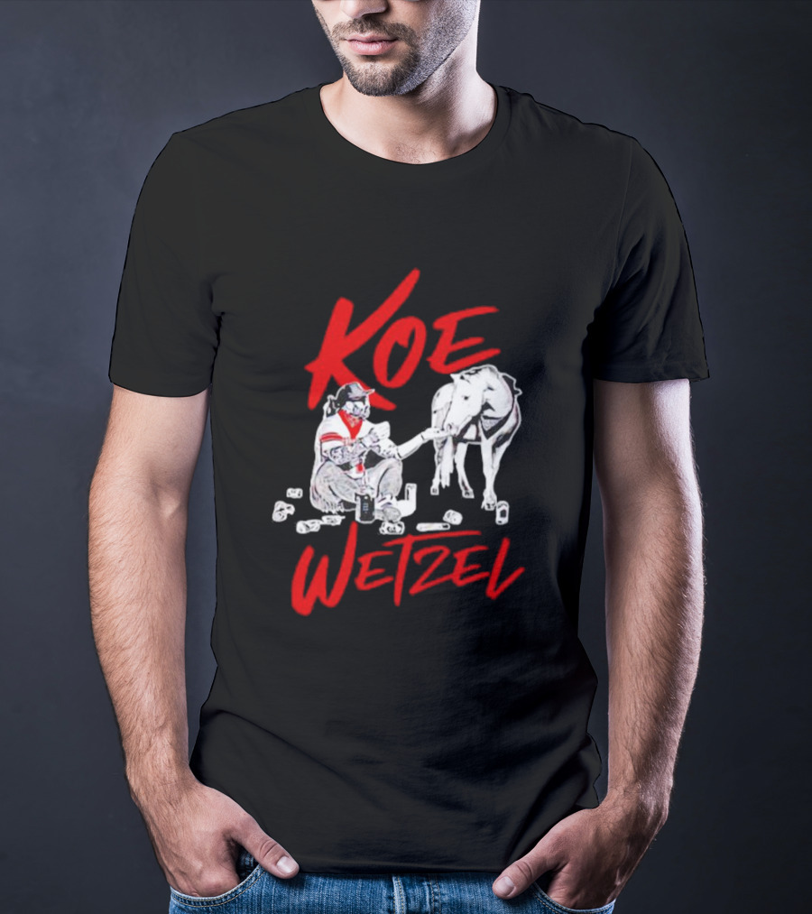 Koe Wetzel Feeding Horse Surrounded By Cans T-Shirt
