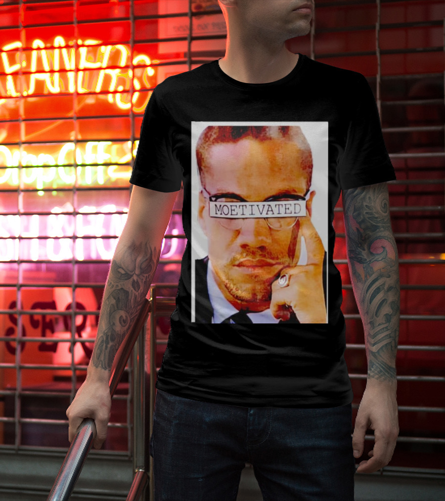 Malcolm X Moetivated Glasses Motif T-Shirt