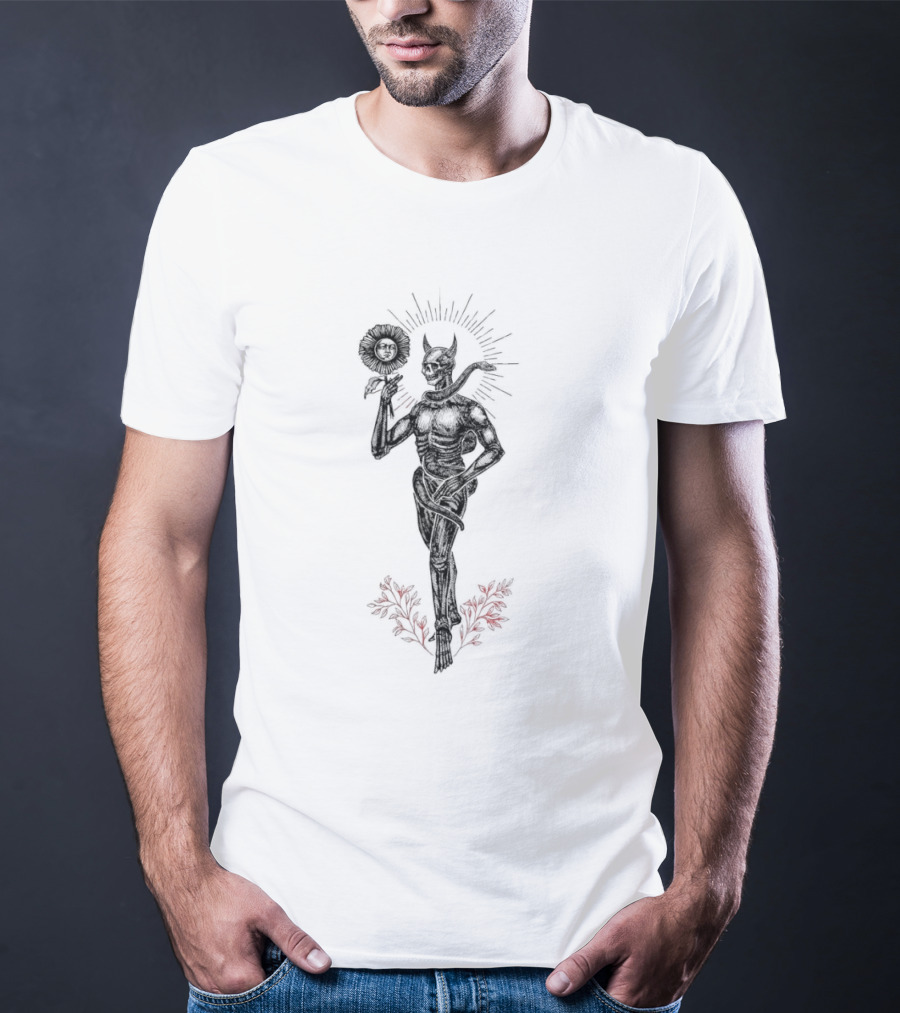 Micah Ulrich Flayed Skeletal Demon Holding Sun Mask T-Shirt