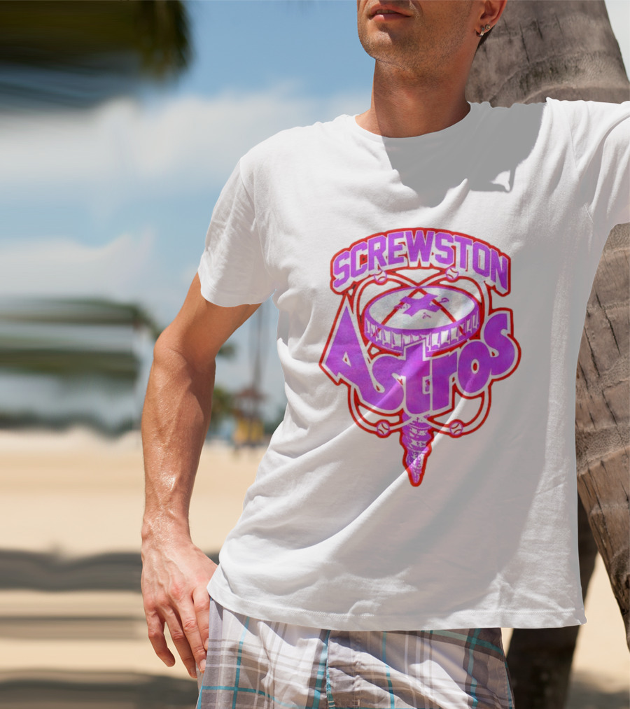 Screwston Astros Purple Neon Baseball Logo Houston Rap Culture T-Shirt