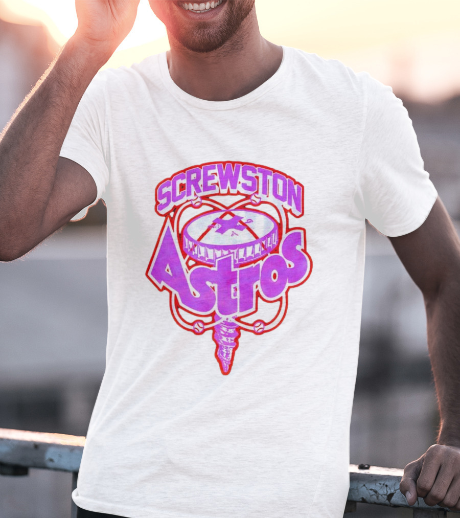 Screwston Astros Purple Neon Baseball Logo Houston Rap Culture T-Shirt