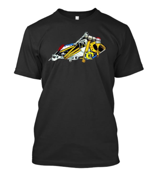The Tool Time Kentucky Motorcycle Craftsmanship Art With Wrenches And Paintbrushes T-Shirt
