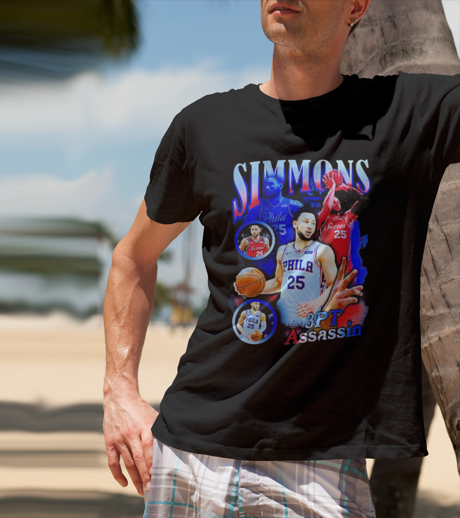 Simmons 3 Pt Assassin Philadelphia 25 Basketball Player T-Shirt