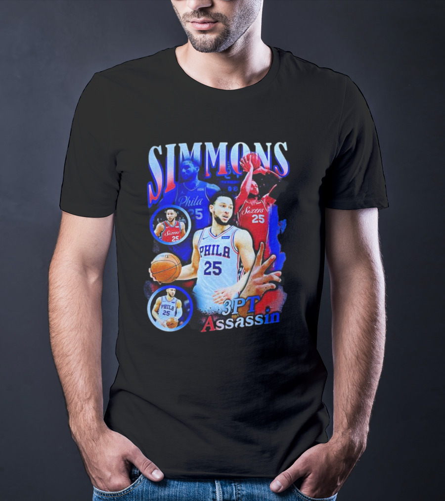Simmons 3 Pt Assassin Philadelphia 25 Basketball Player T-Shirt