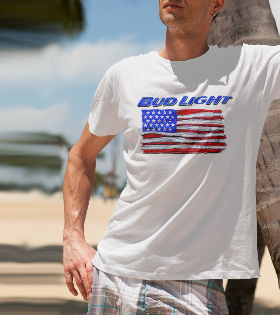 Bud Light American Flag Stars And Stripes Patriotic T-Shirt