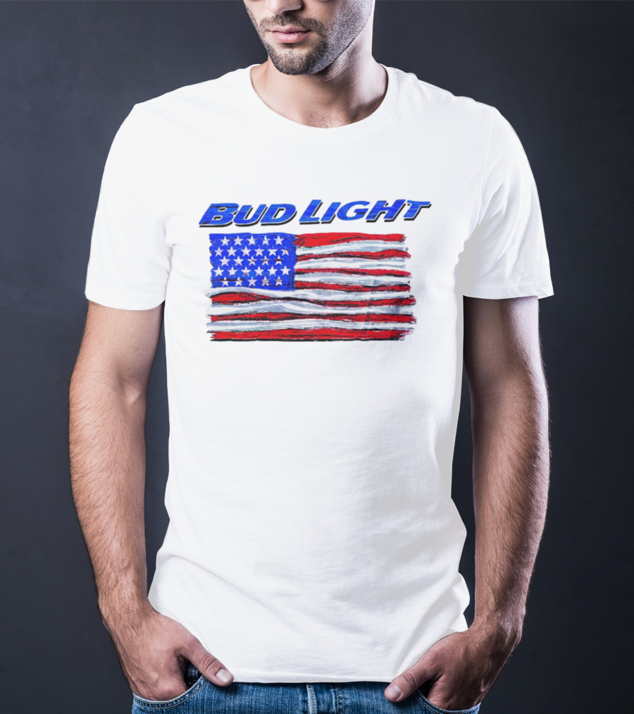 Bud Light American Flag Stars And Stripes Patriotic T-Shirt
