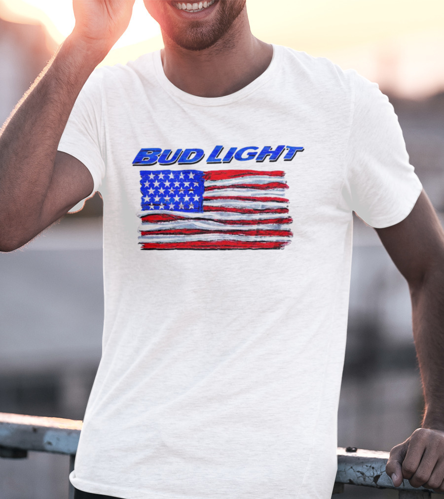 Bud Light American Flag Stars And Stripes Patriotic T-Shirt