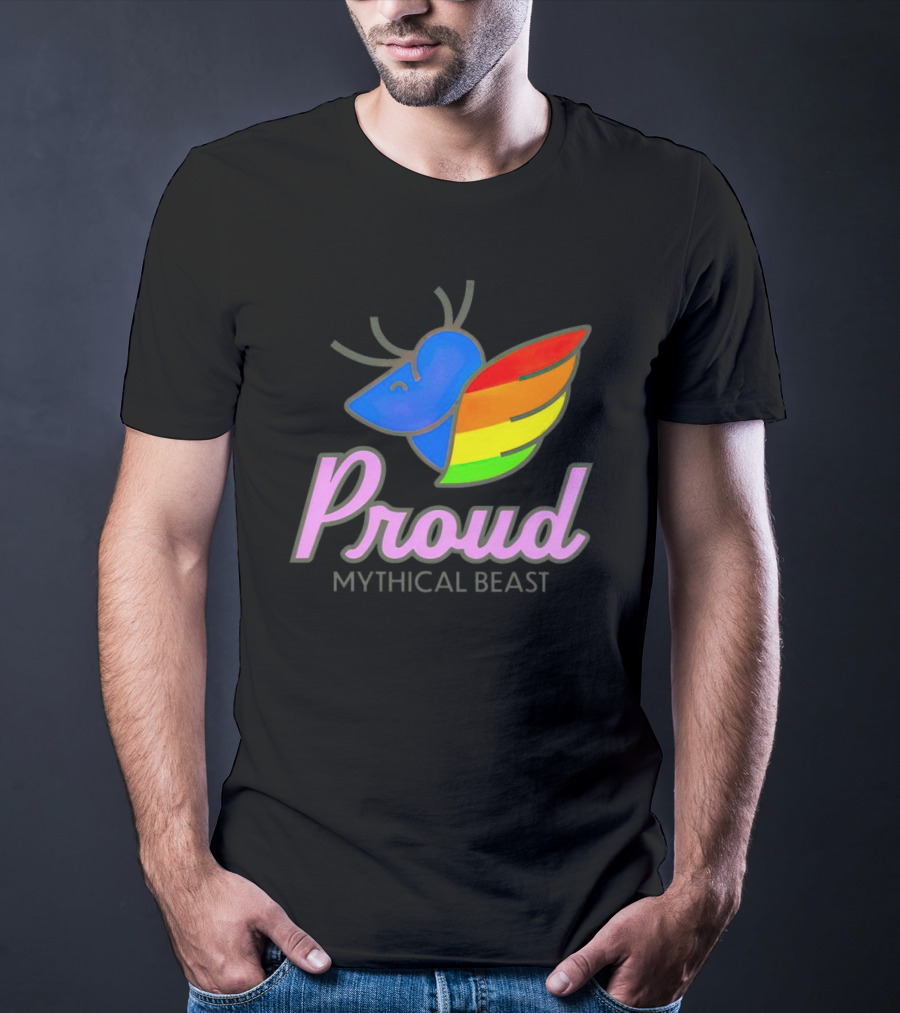 Proud Mythical Beast Rainbow Antler Wing T-Shirt