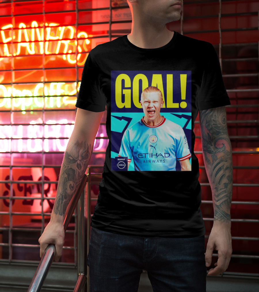 GOAL Erling Haaland Manchester City Etihad Airways Presented By Nissan T-Shirt