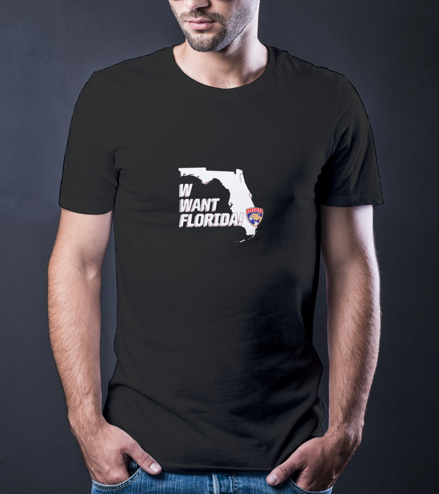 Florida Panthers W Want Florida Map T-Shirt