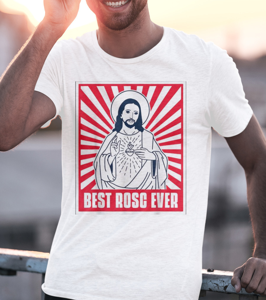 Jesus Best Rosc Ever Iconic Sacred Heart Red Sunburst T-Shirt