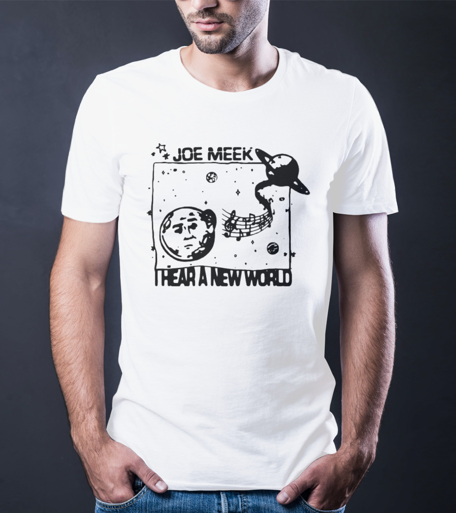 Joe Meek I Hear A New World Moon And Saturn Music Notes Space T-Shirt
