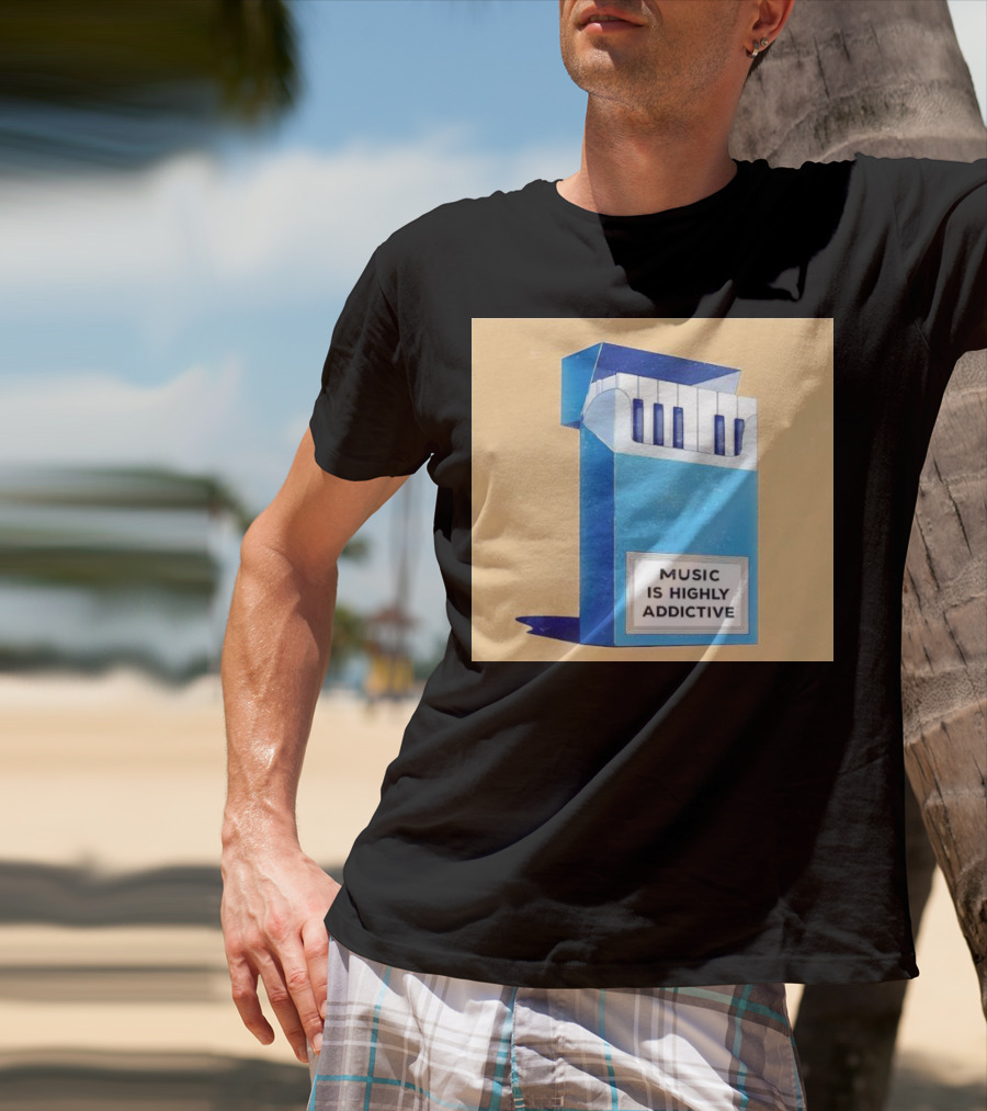 Music Is Highly Addictive Piano Cigarette Pack Visual T-Shirt