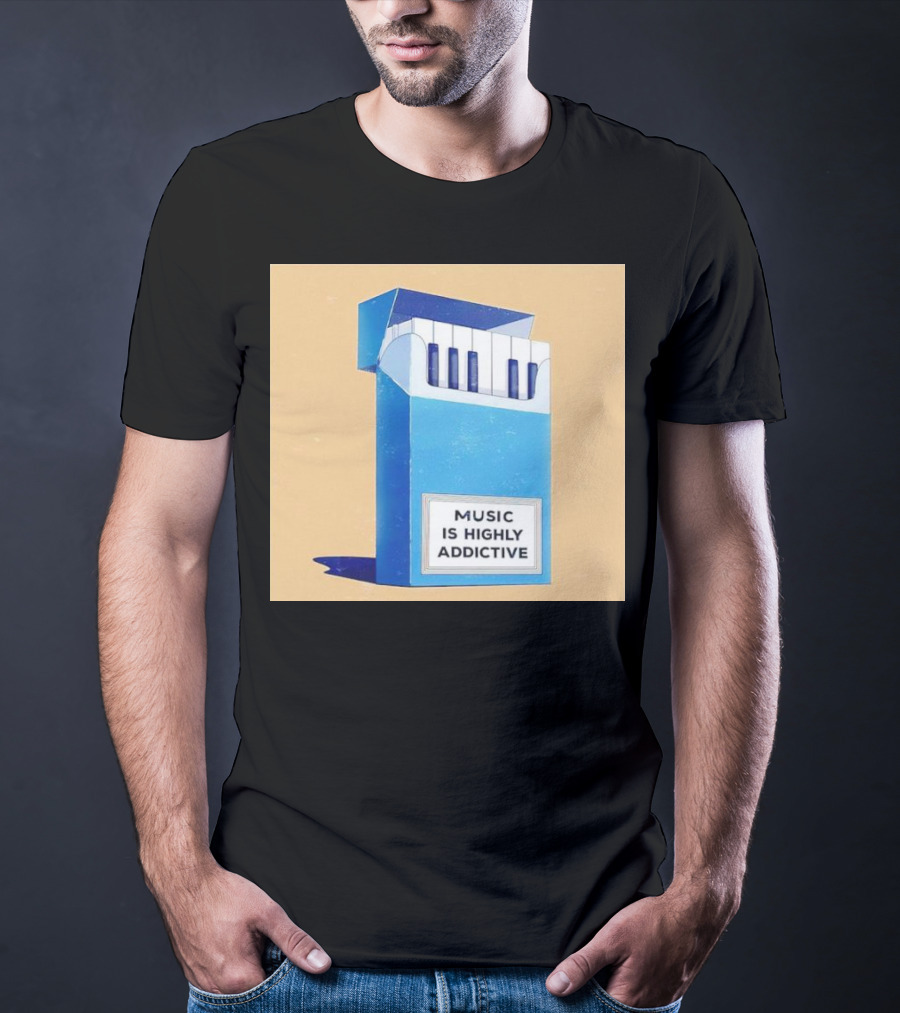 Music Is Highly Addictive Piano Cigarette Pack Visual T-Shirt