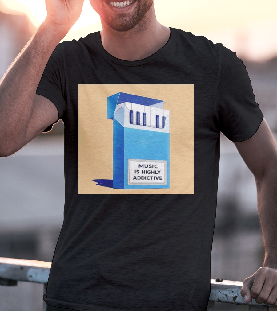 Music Is Highly Addictive Piano Cigarette Pack Visual T-Shirt