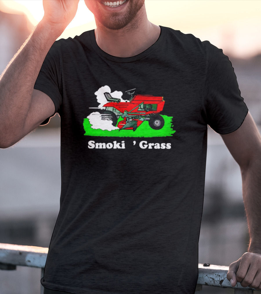 Smokin’ Grass Red Tractor On Green Field T-Shirt
