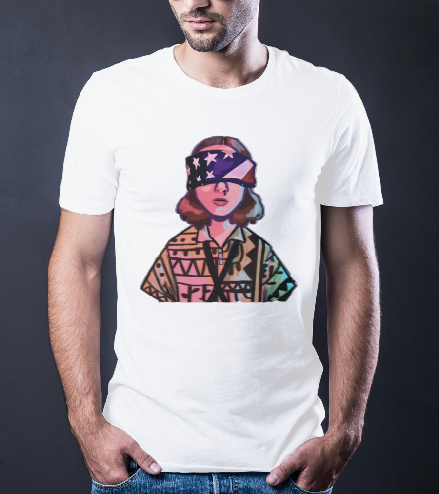 Stranger Things Season 3 Eleven Blindfolded American Flag T-Shirt