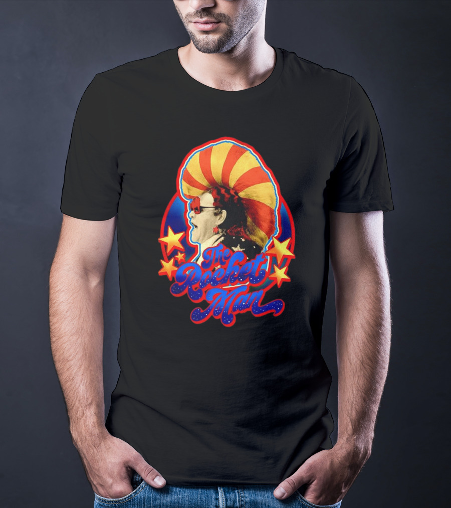 The Rocket Man Retro Stars And Stripes Iconic Sunglasses T-Shirt