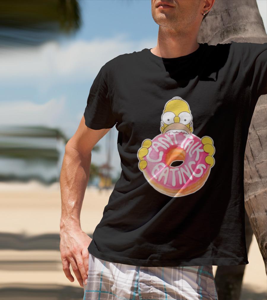 The Simpsons Homer Can't Talk Eating Donut T-Shirt