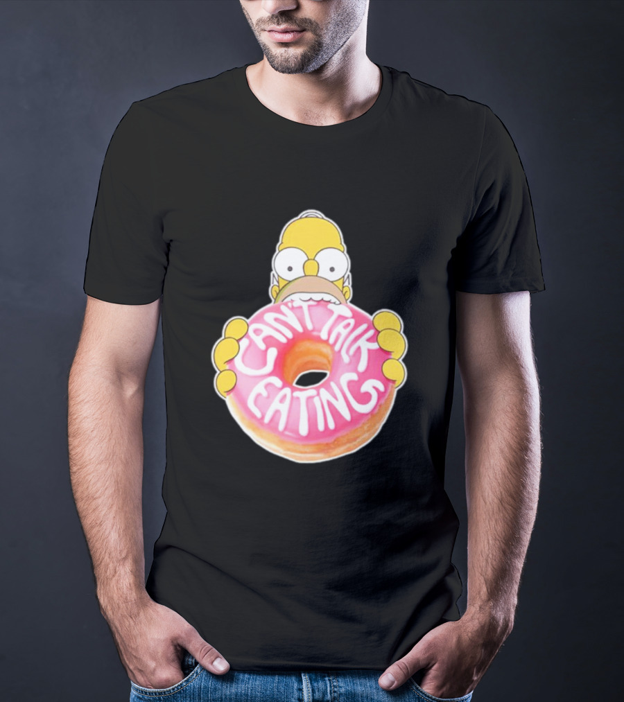 The Simpsons Homer Can't Talk Eating Donut T-Shirt