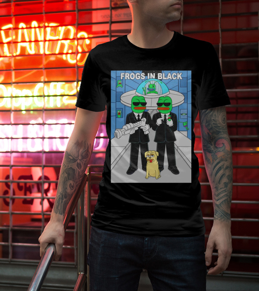 Frogs In Black T-Shirt