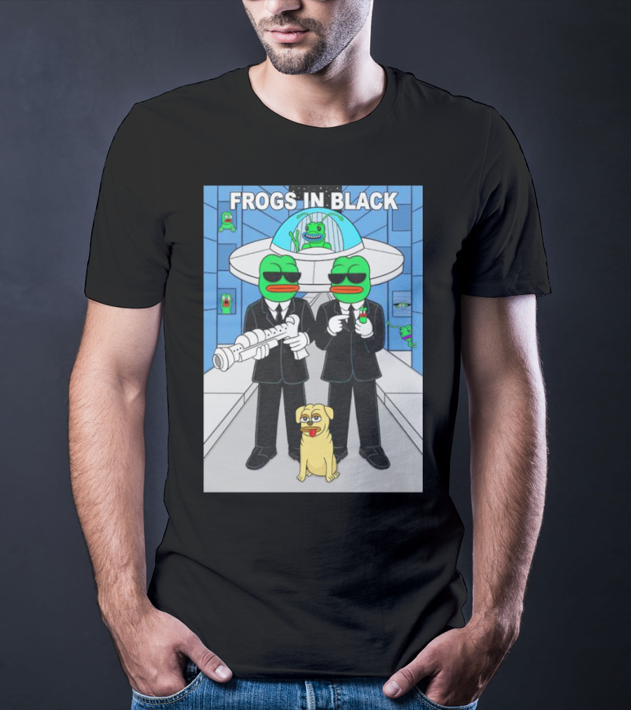 Frogs In Black T-Shirt