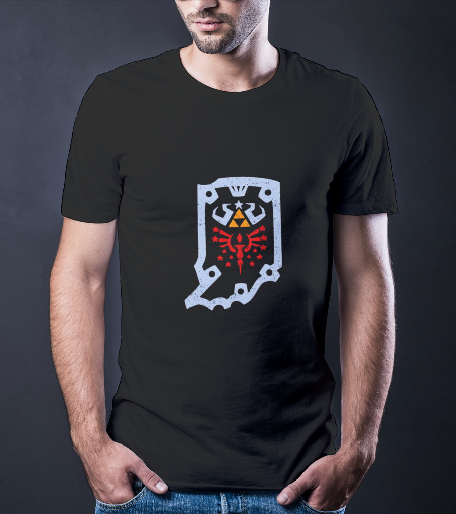 Hylian Hoosier Indiana Triforce Crest With Red Hyrule T-Shirt