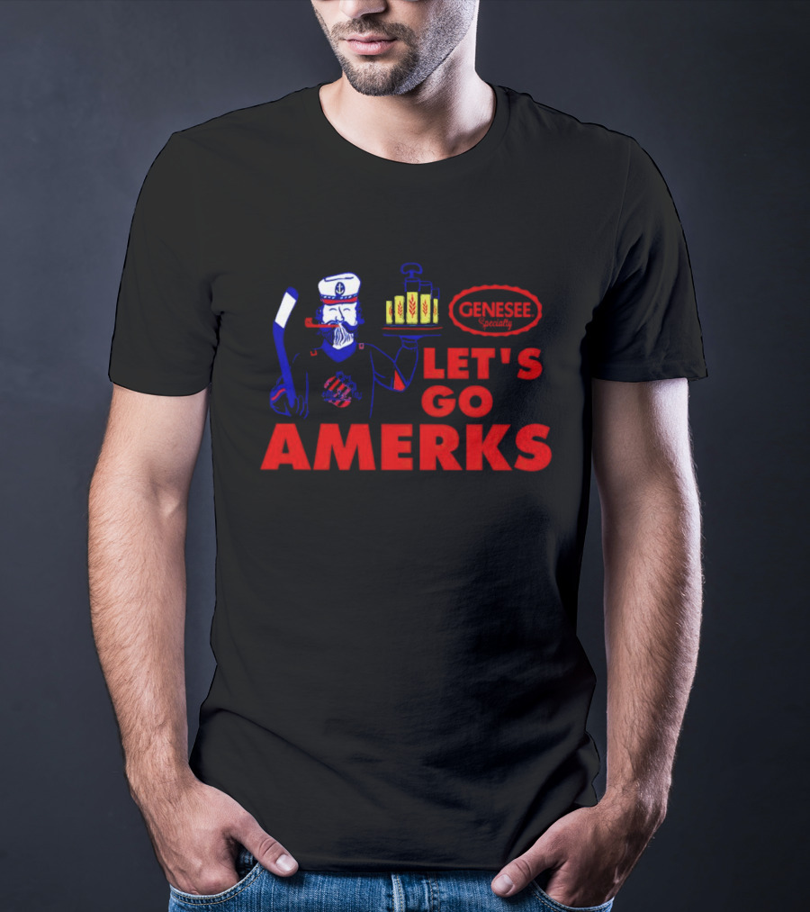 Let's Go Amerks Genesee Specialty Hockey Beer Sailor T-Shirt