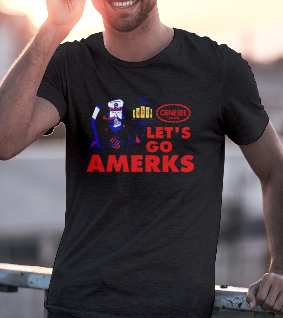 Let's Go Amerks Genesee Specialty Hockey Beer Sailor T-Shirt