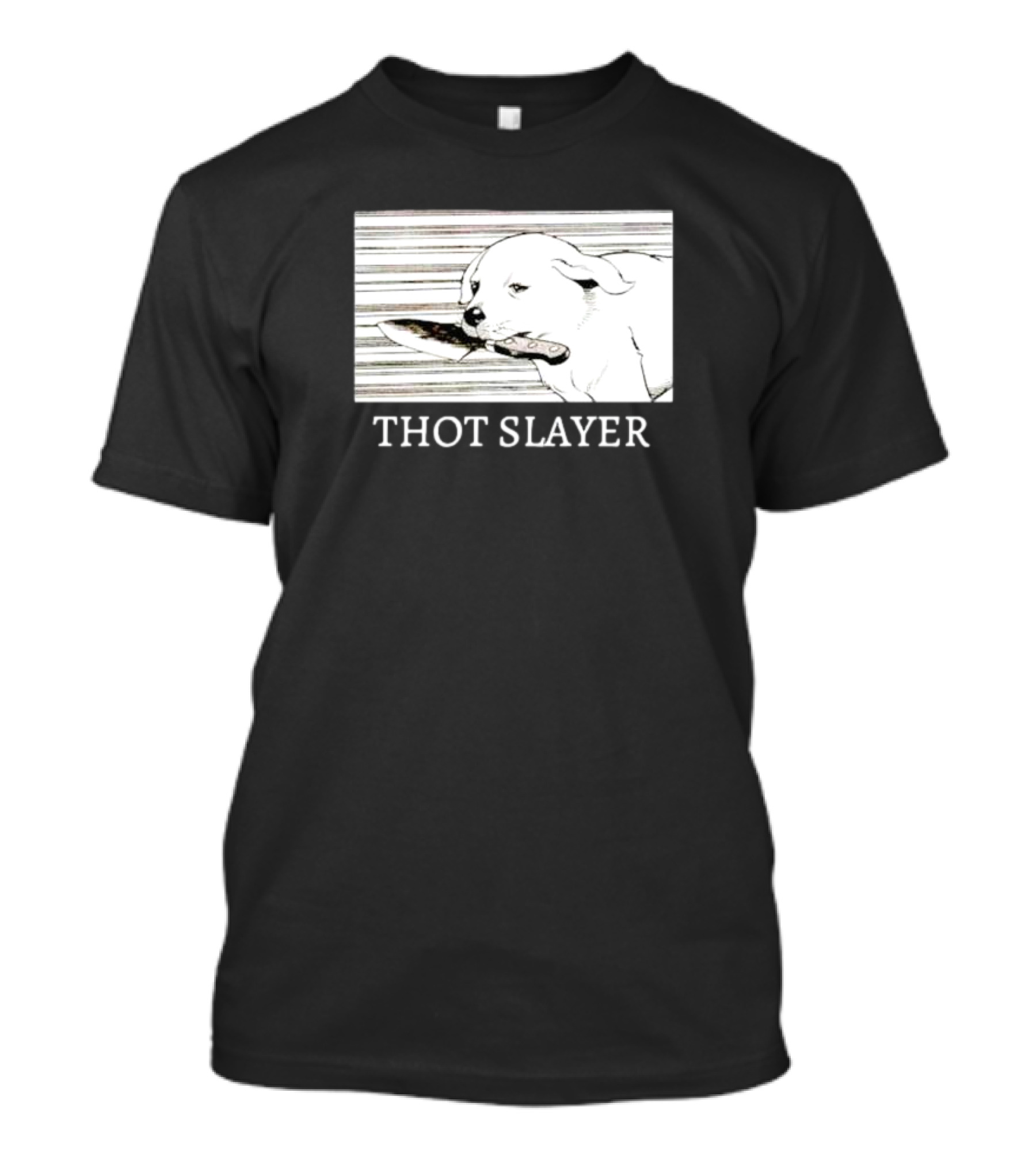 Thot Slayer Dog With Knife T-Shirt