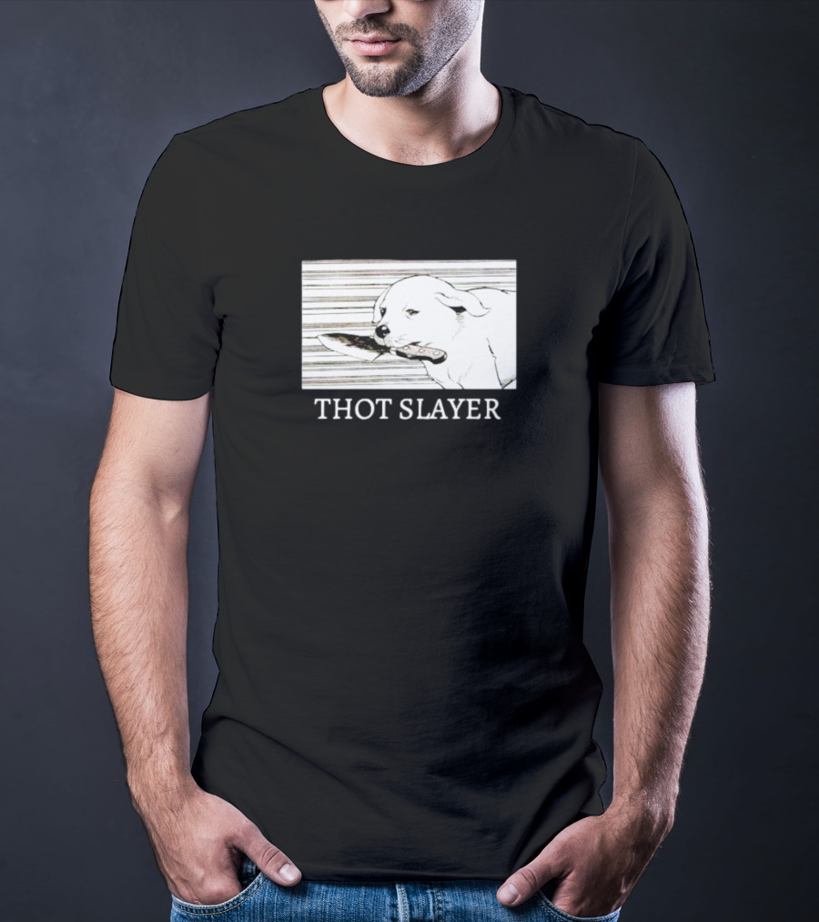 Thot Slayer Dog With Knife T-Shirt