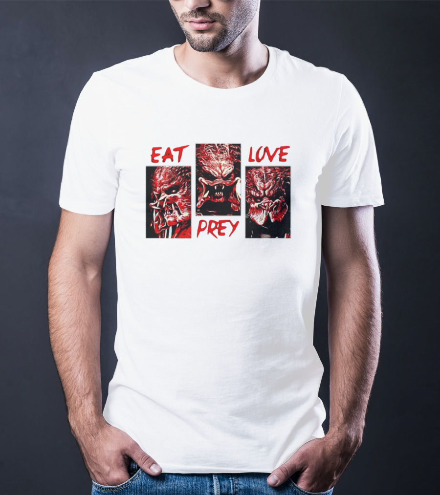 Eat Prey Love Predator Red Creature Faces T-Shirt