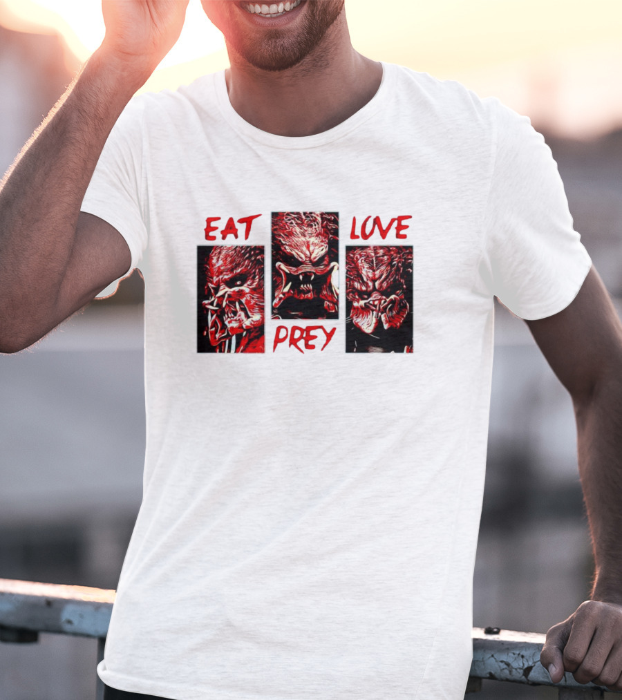 Eat Prey Love Predator Red Creature Faces T-Shirt