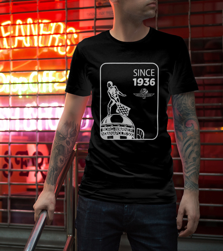 Since 1936 Borg Warner Indianapolis 500 Wing Wheel Flag Trophy T-Shirt