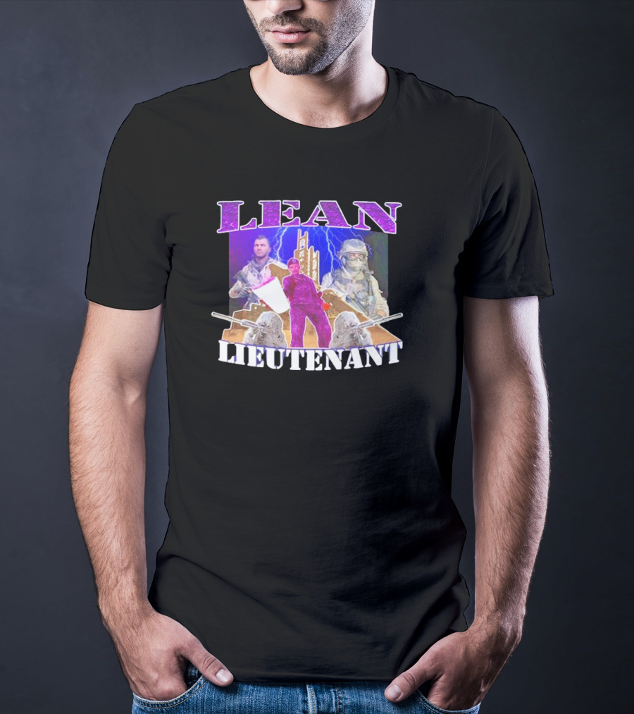 LEAN LIEUTENANT Soldiers With Lightning Background T-Shirt