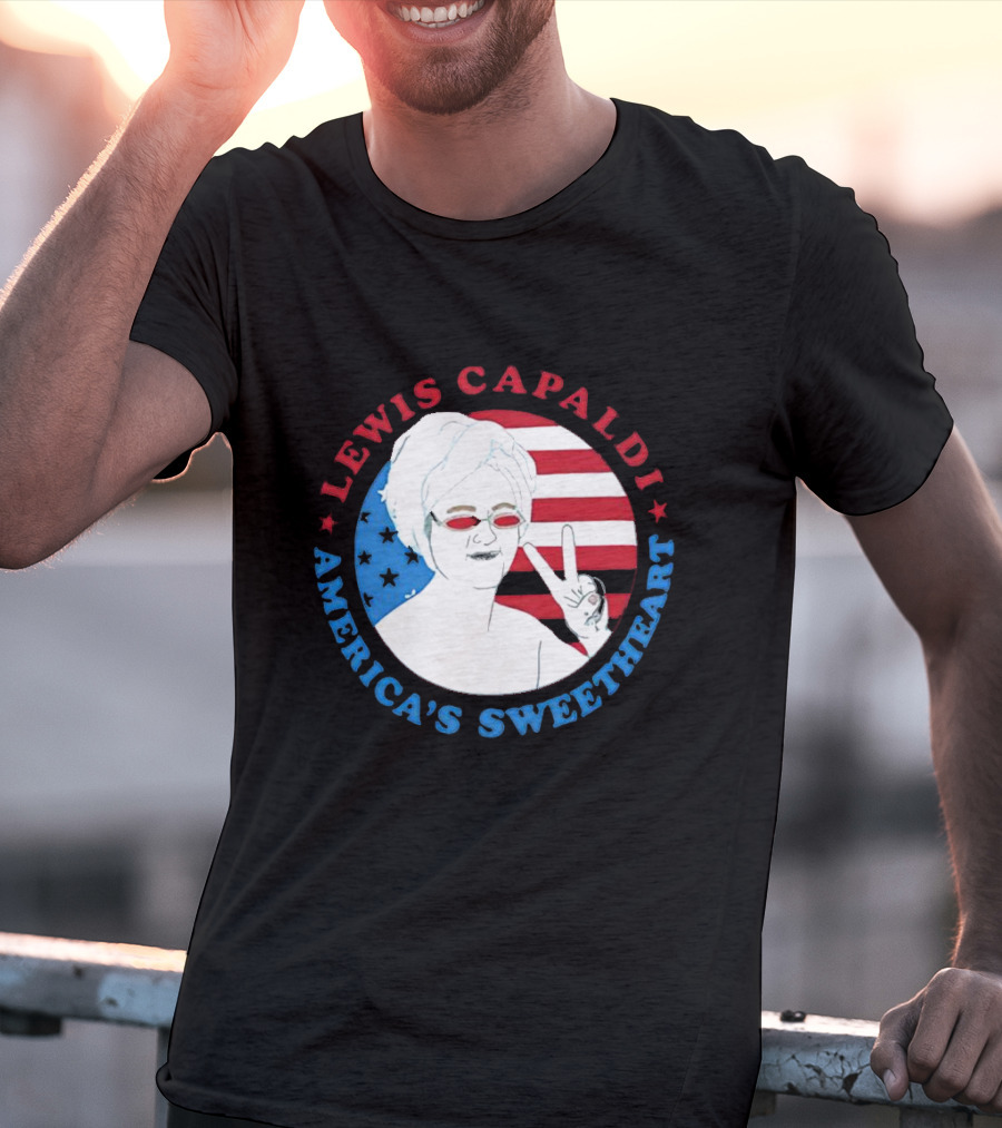 Lewis Capaldi America’s Sweetheart Peace Sign And Flag T-Shirt