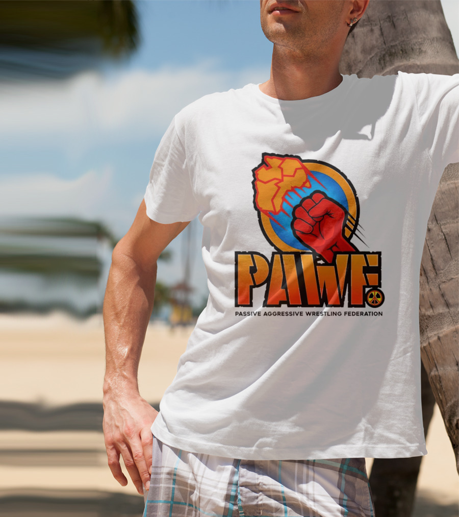 PAWF Passive Aggressive Wrestling Federation Fist Logo With Peace T-Shirt
