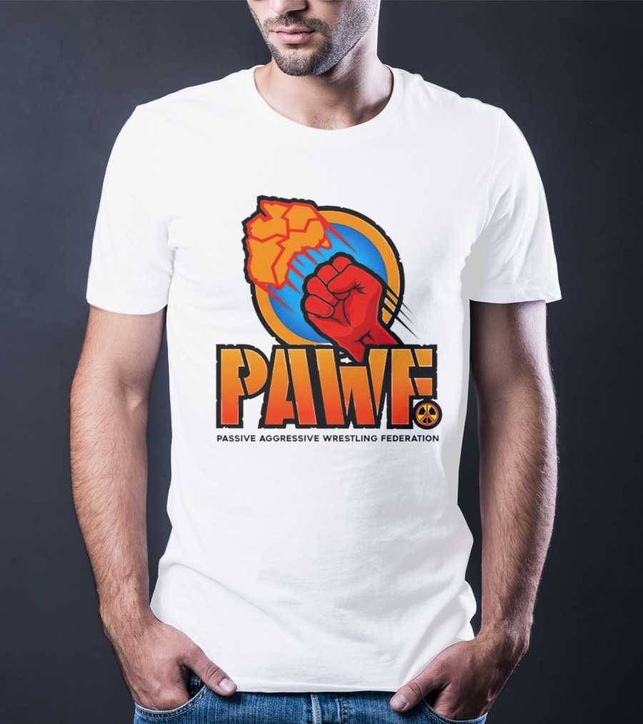 PAWF Passive Aggressive Wrestling Federation Fist Logo With Peace T-Shirt
