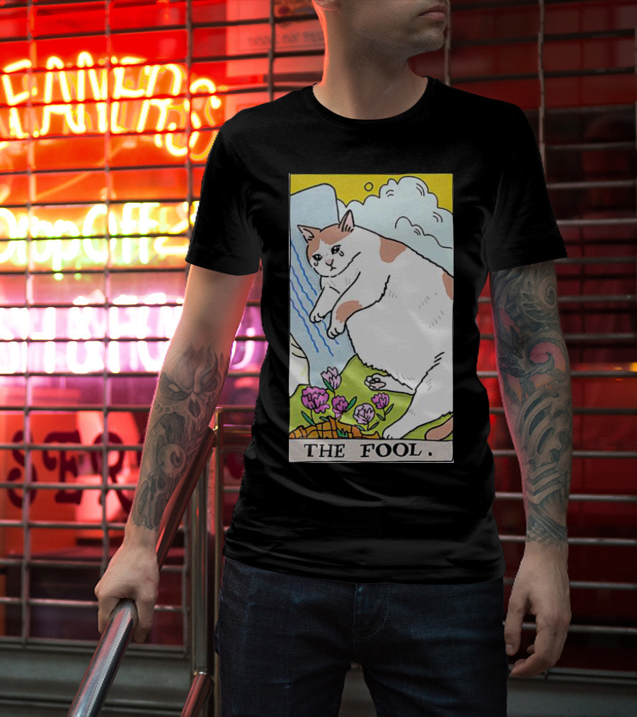 Sad Cat The Fool Tarot Card Cute Feline T-Shirt
